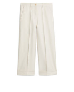 Cotton Wool Twill Trousers Off White