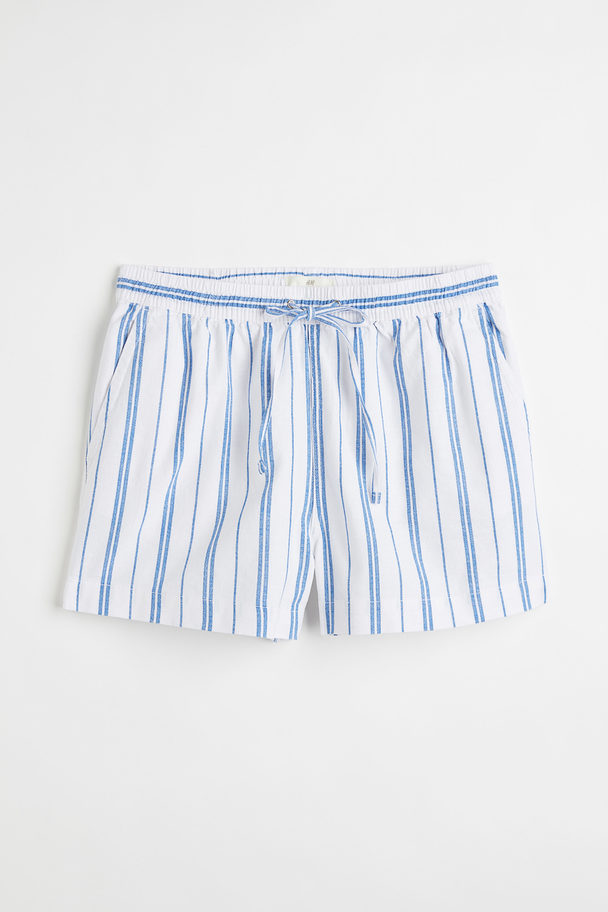 H&M Shorts I Linmiks Hvit/stripet