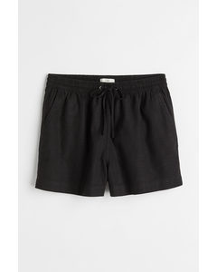 Shorts aus Leinenmix Schwarz