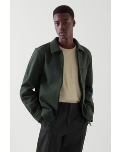 Merino Wool Harrington Jacket Dark Green