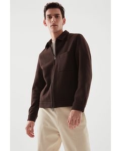 Merino Wool Harrington Jacket Dark Brown