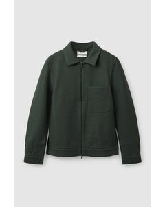 Merino Wool Harrington Jacket Dark Green