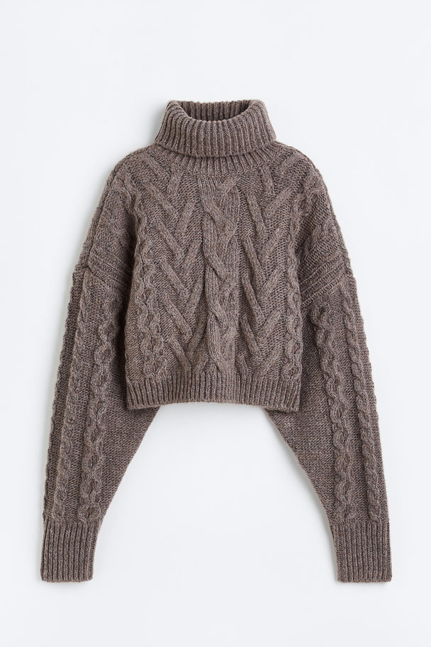 H&M Wool-blend Cable-knit Jumper Dark Greige