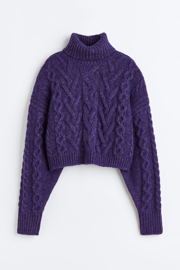 H&M Wool-blend Cable-knit Jumper Purple