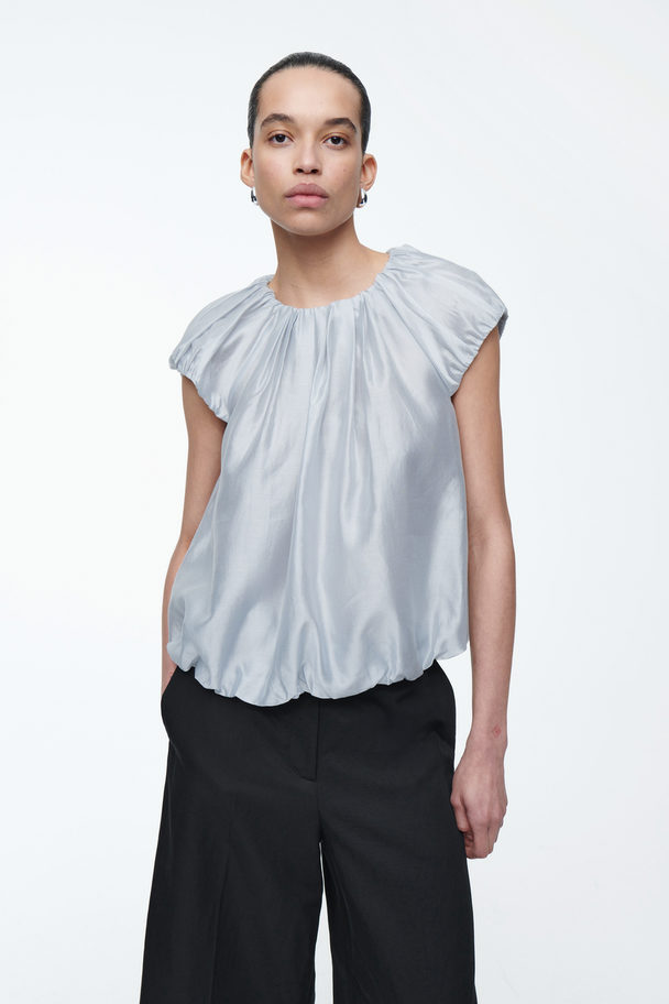 COS Voluminous Parachute Blouse Light Blue