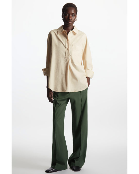 COS Relaxed-fit Half-placket Shirt Pale Yellow