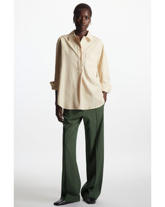Relaxed-fit Half-placket Shirt Pale Yellow