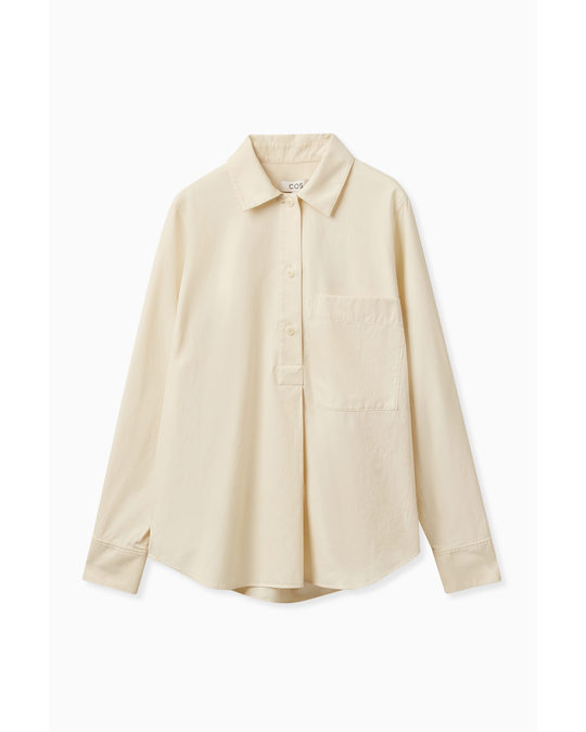 COS Relaxed-fit Half-placket Shirt Pale Yellow