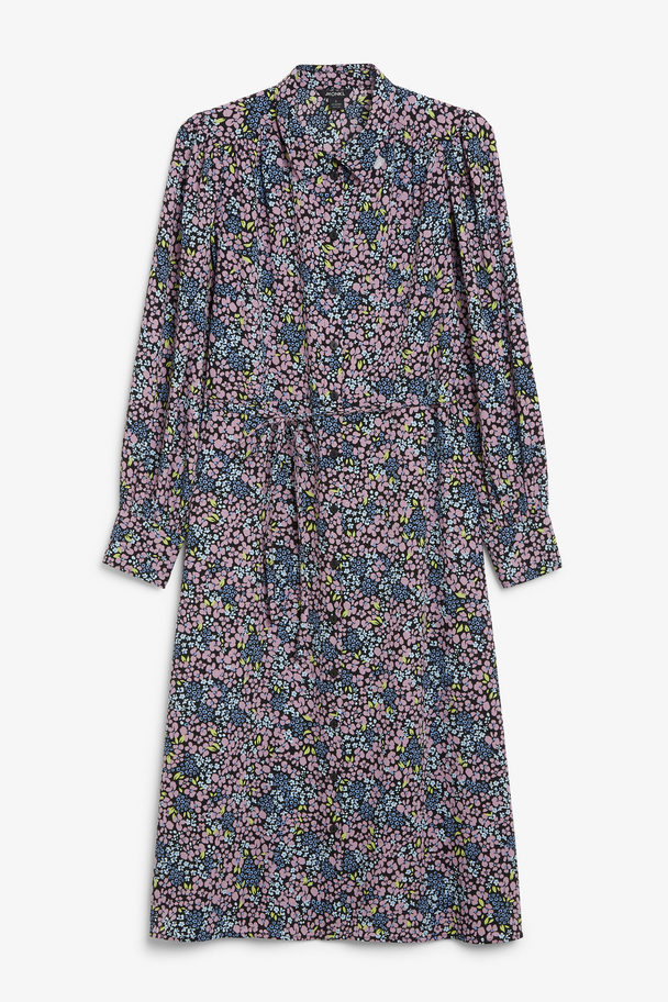 Monki Button Up Midi Dress Floral Print