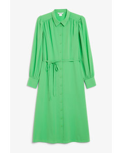 Button Up Midi Dress Green