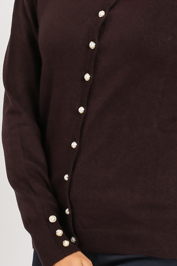 William de Faye Round Neck Cardigan With Pearl Buttoning And Buttons On Sleeves