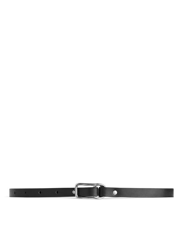 ARKET Slim Leather Belt Black