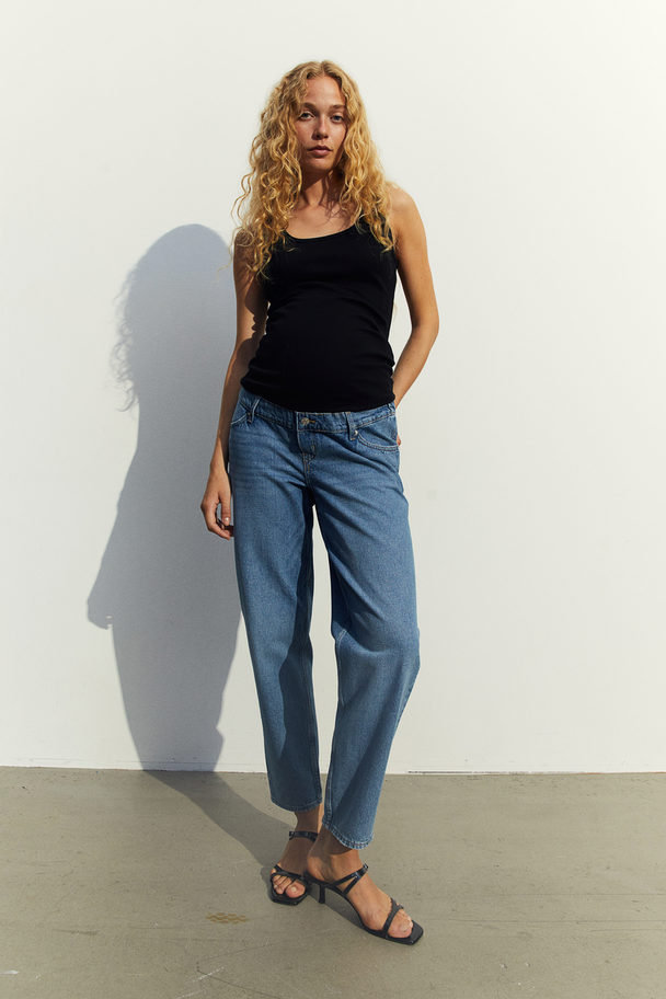 H&M MAMA Mom Loose Ankle Jeans Denimblau