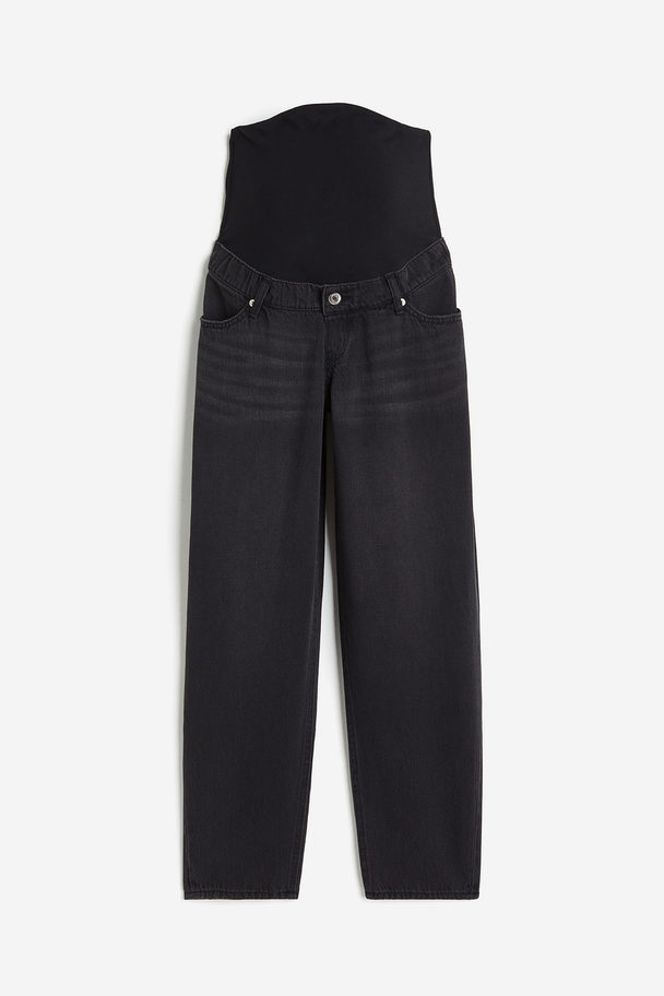 H&M Mama Mom Loose Ankle Jeans Washed Zwart