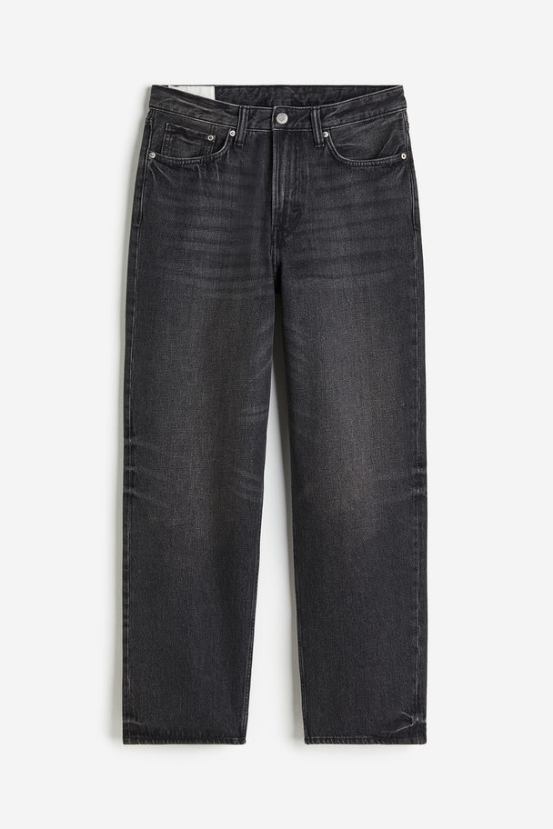 H&M Loose Jeans Denimschwarz
