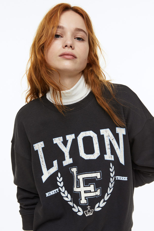 H&M Motif-detail Sweatshirt Black/lyon