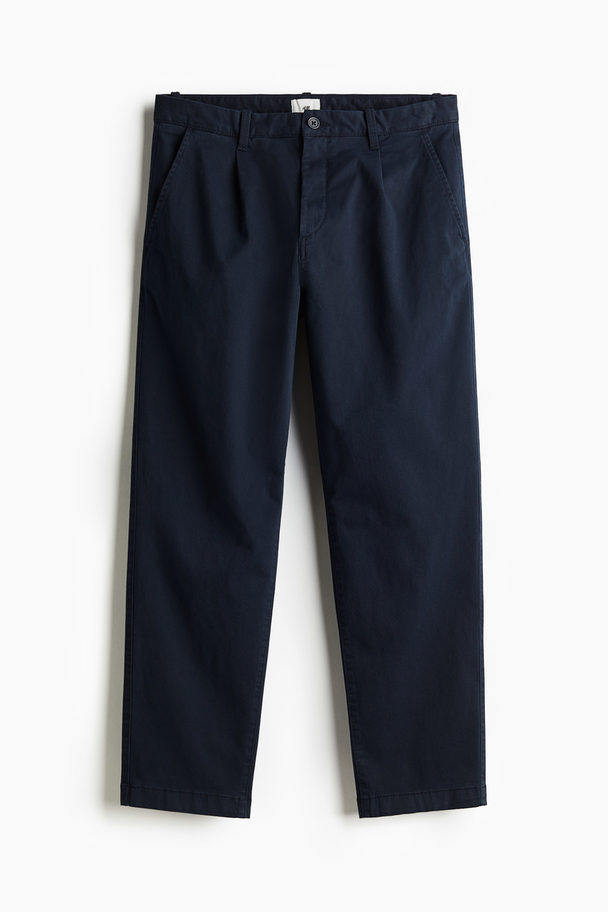 H&M Cropped-Chino aus Baumwolle in Regular Fit Marineblau