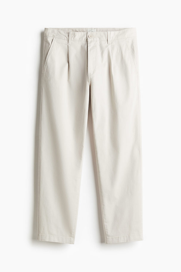 H&M Cropped-Chino aus Baumwolle in Regular Fit Hellbeige