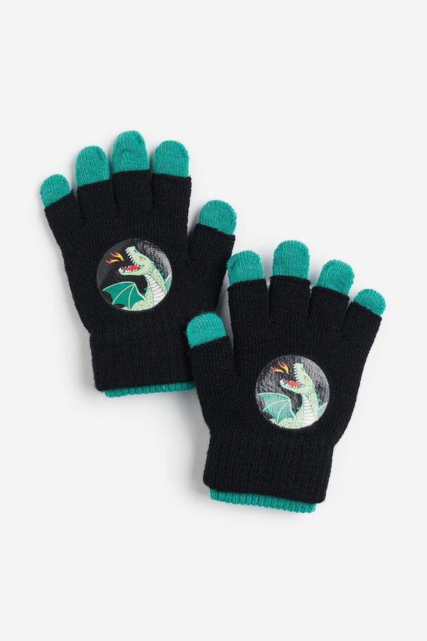 H&M Gloves/fingerless Gloves Black/dragon