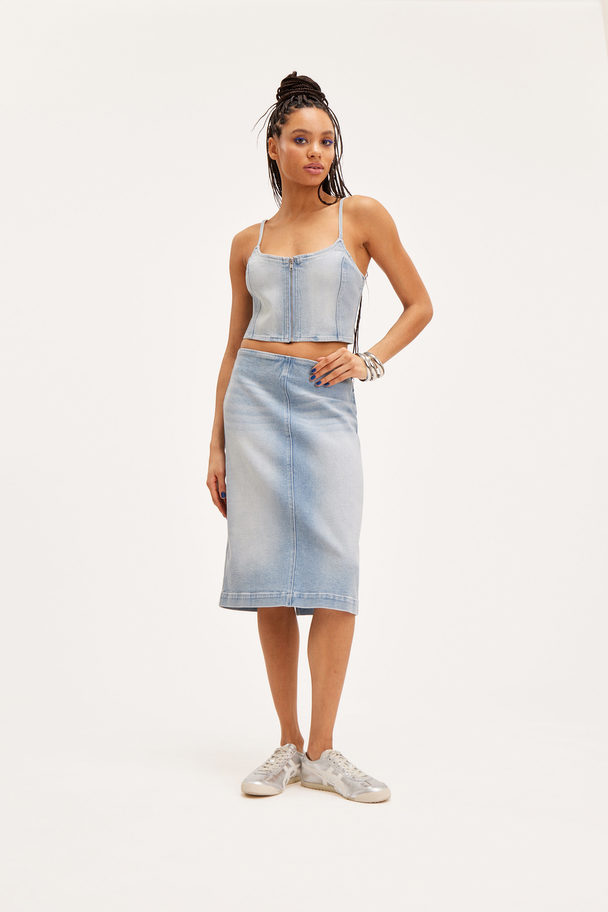 Monki Jeans-Crop-Top mit Reißverschluss Cooles Blau