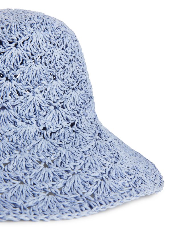 ARKET Crochet Straw Hat Dusty Light Blue