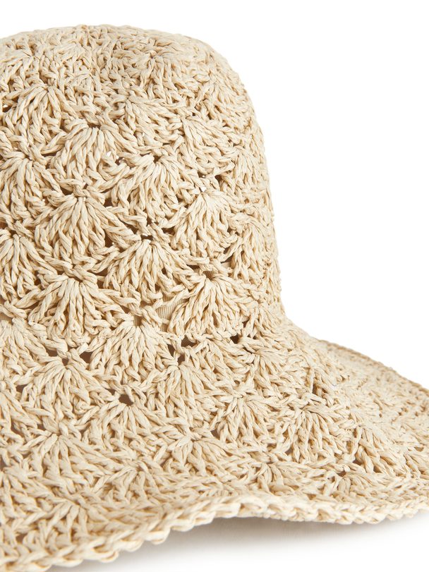 ARKET Crochet Straw Hat Light Beige
