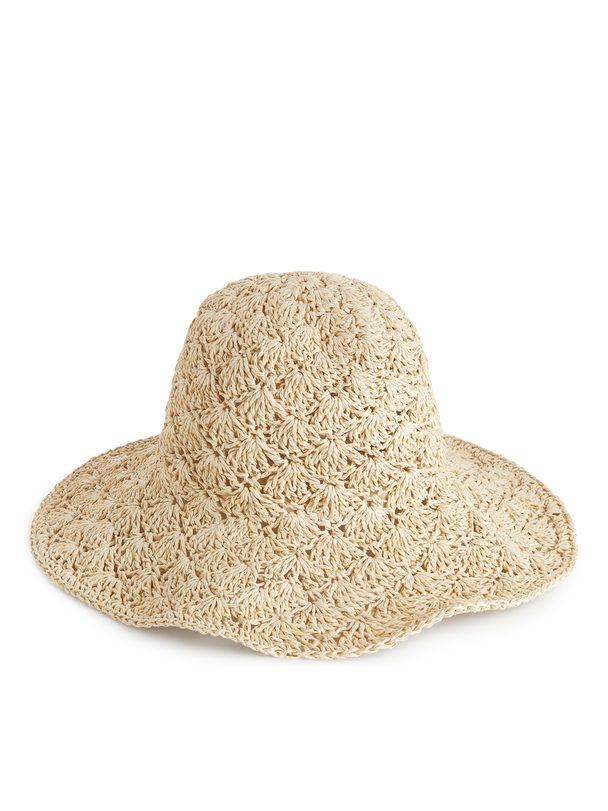 ARKET Crochet Straw Hat Light Beige