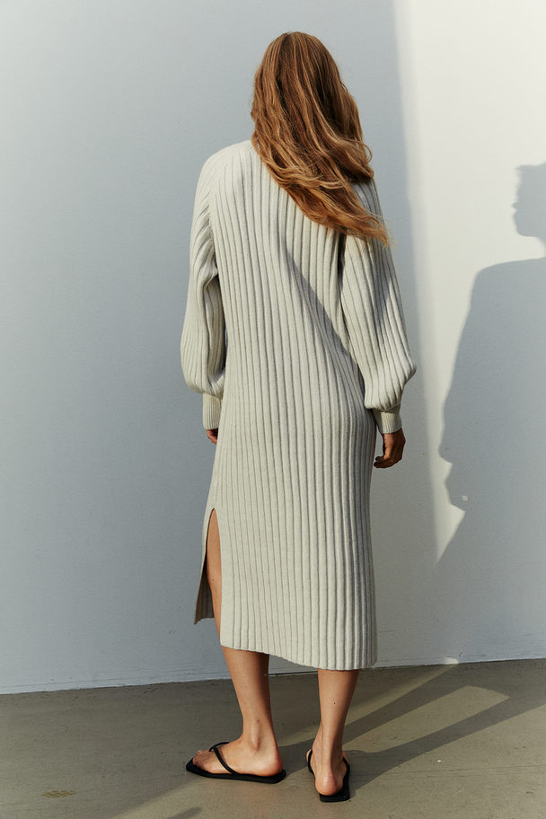 H&M Rib-knit Dress Light Grey