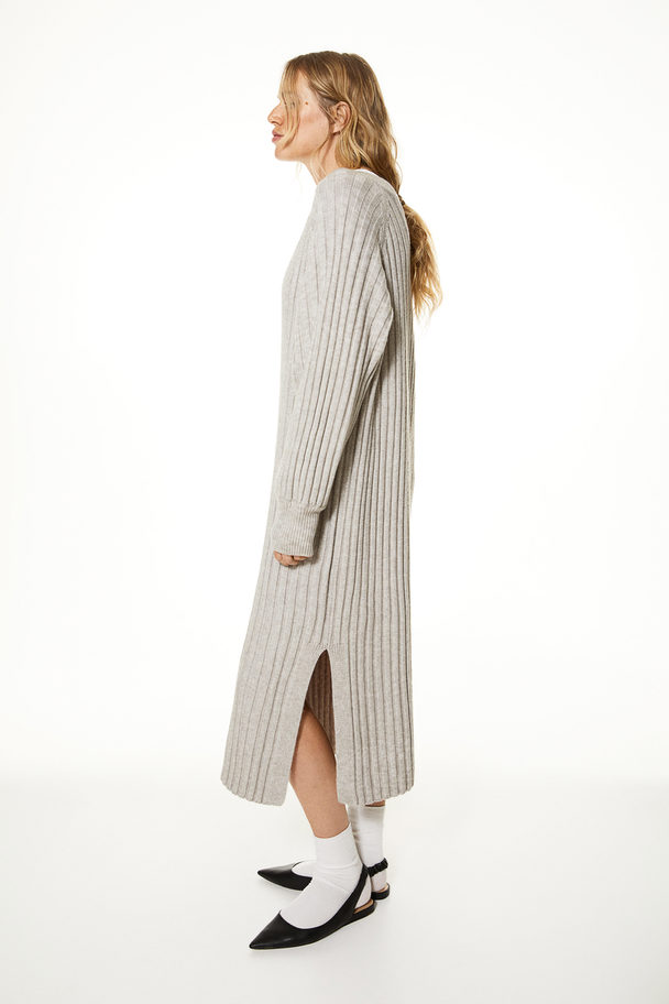 H&M Rib-knit Dress Light Greige