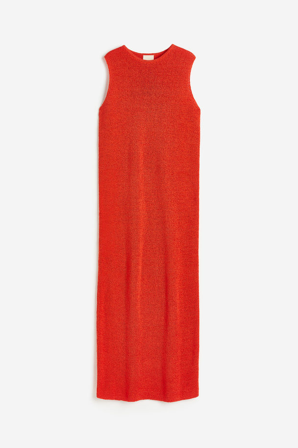 H&M Knitted Silk-blend Dress Red