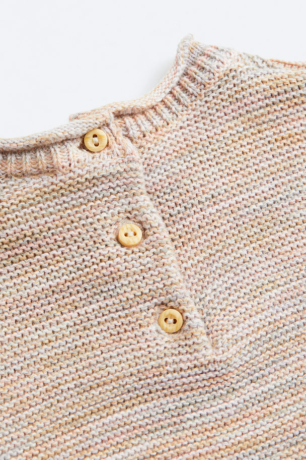 H&M Purl-knit Cotton Jumper Mauve Marl