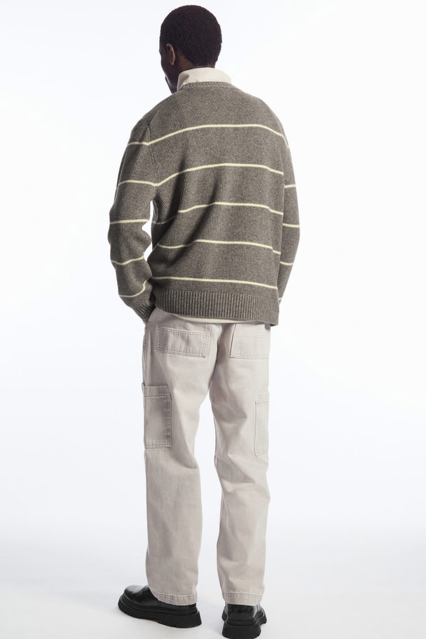 COS Striped Wool And Yak-blend Jumper Dark Beige / Striped