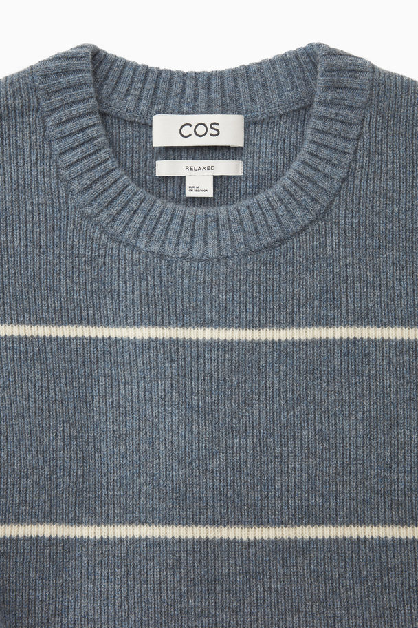 COS Striped Wool And Yak-blend Jumper Blue / Cream / Striped