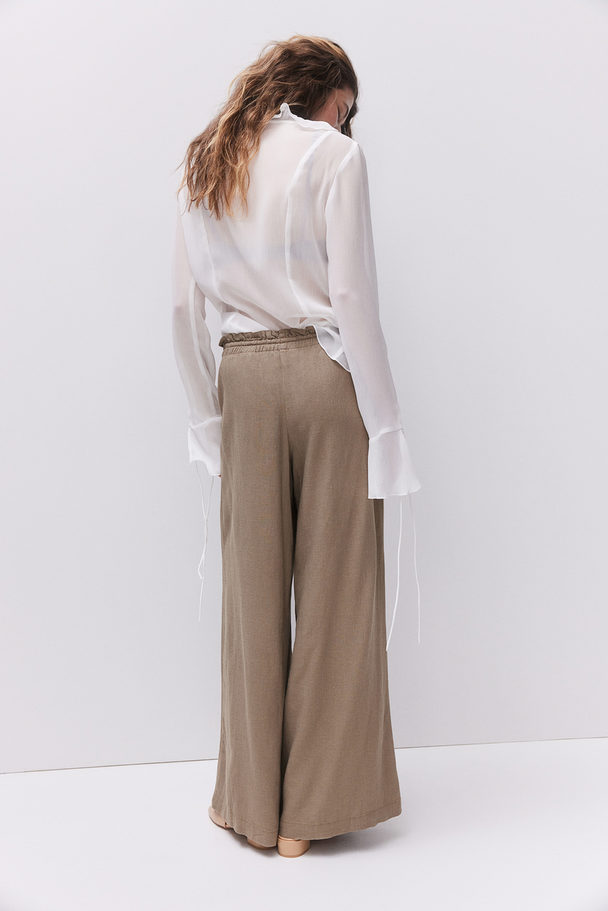 H&M Pull-on Broek Van Linnenmix Taupe