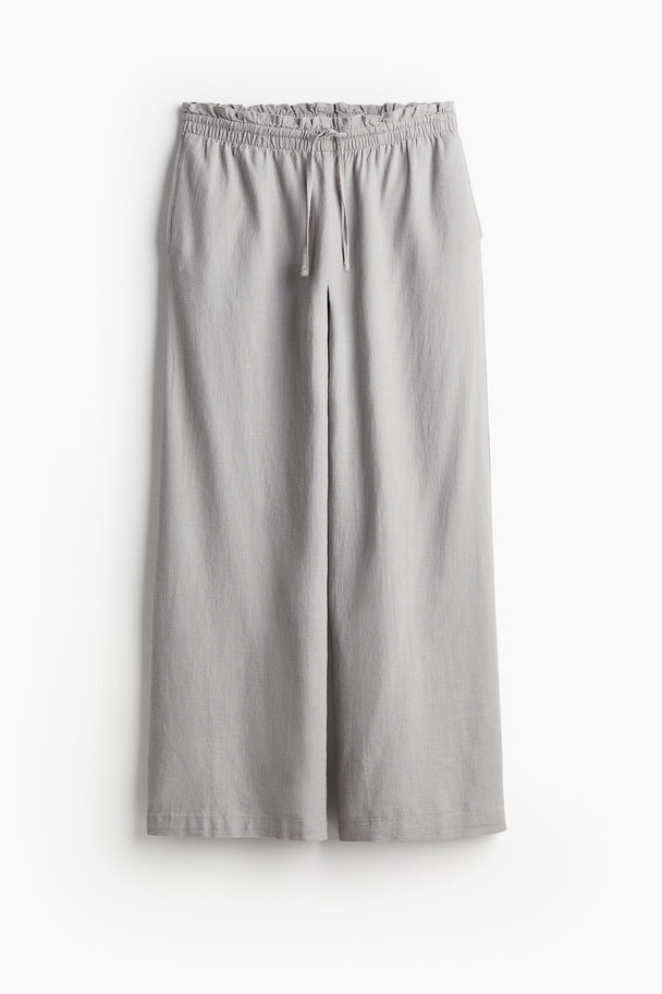 H&M Pull-on Broek Van Linnenmix Lichtgrijs