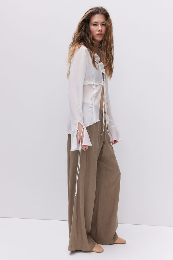 H&M Pull-on Broek Van Linnenmix Taupe