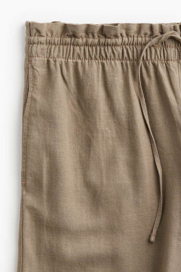 H&M Pull-on Broek Van Linnenmix Taupe