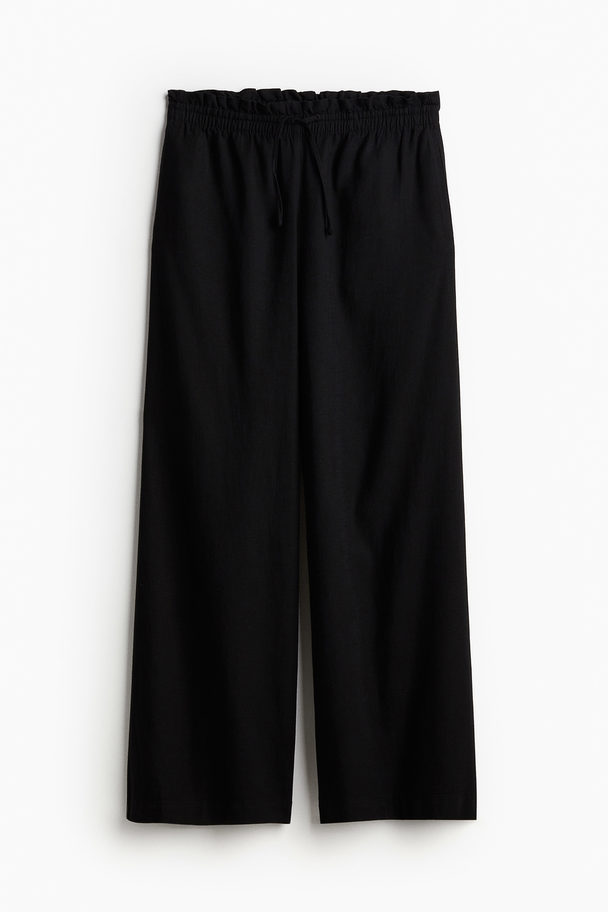 H&M Pull-on Broek Van Linnenmix Zwart