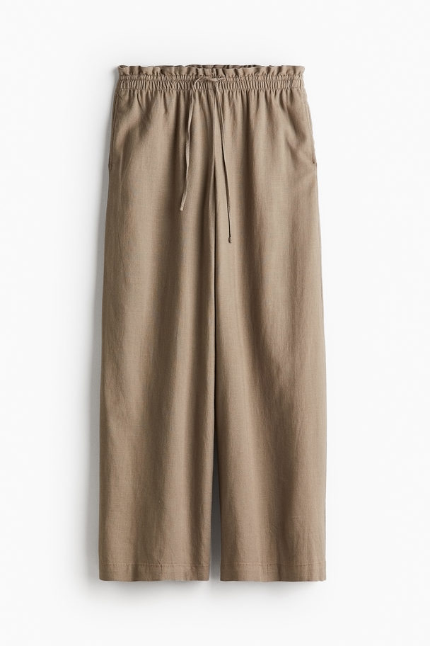 H&M Pull-on Broek Van Linnenmix Taupe