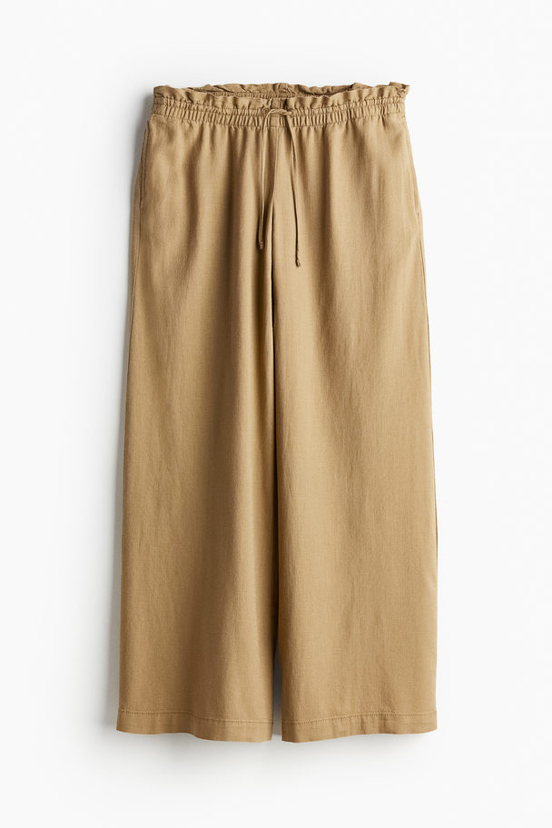 H&M Schlupfhose aus Leinenmix Dunkelbeige