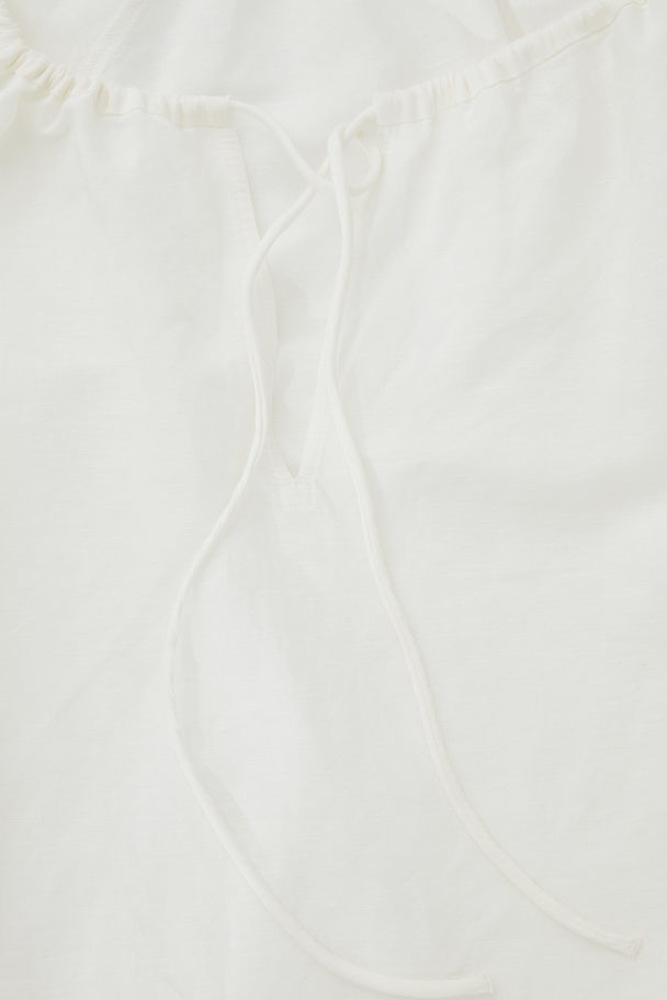 COS Ballerina-neck Floaty Linen Blouse White
