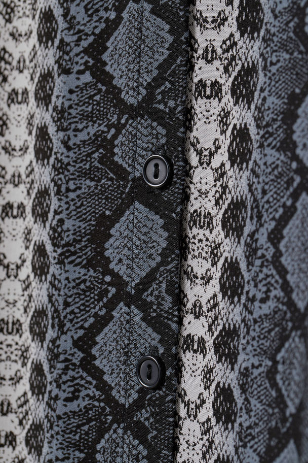 H&M Kleid mit Knopfleiste Grau/Schlangenmuster