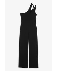 Asymmetrischer schwarzer Jumpsuit Schwarz