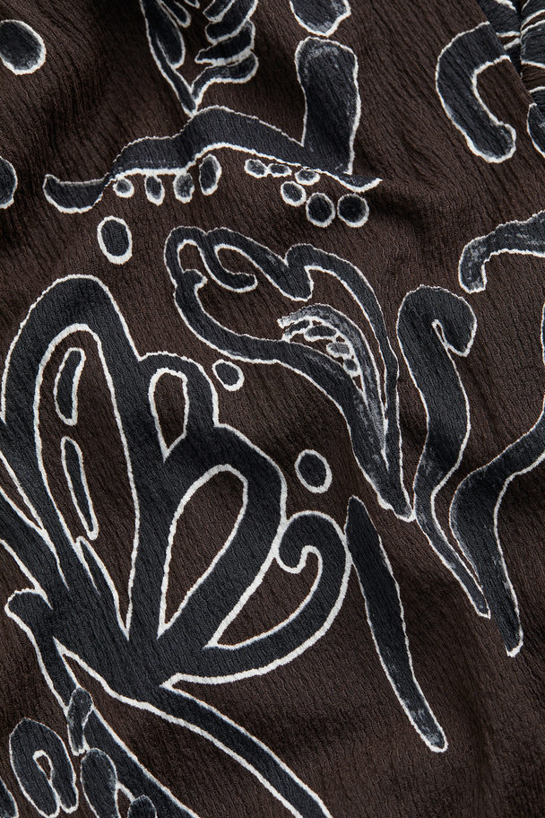 H&M Mönstrad Omlottklänning Mörkbrun/mönstrad