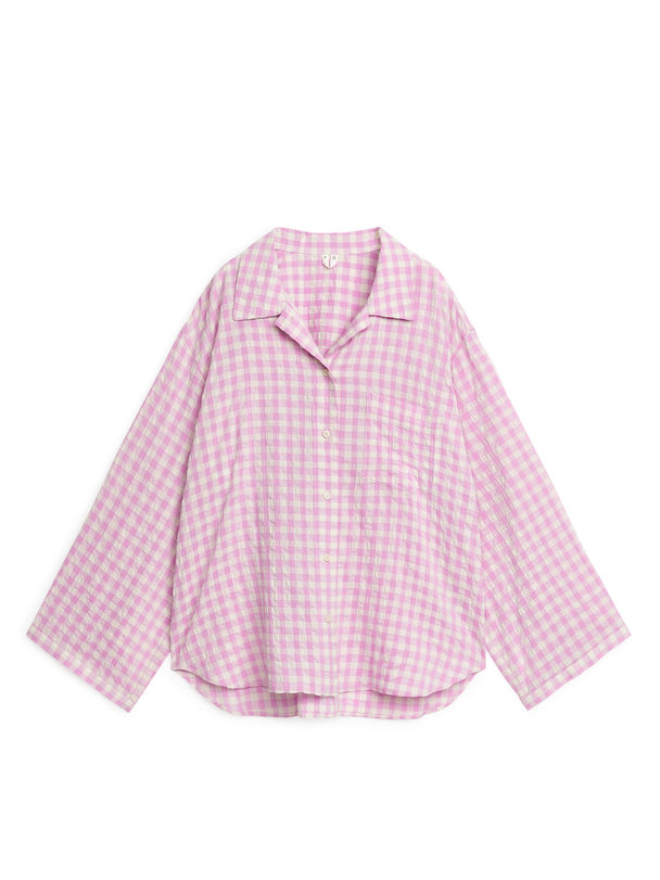 ARKET Pyjamasskjorte I Bæk Og Bølge Pink/råhvid
