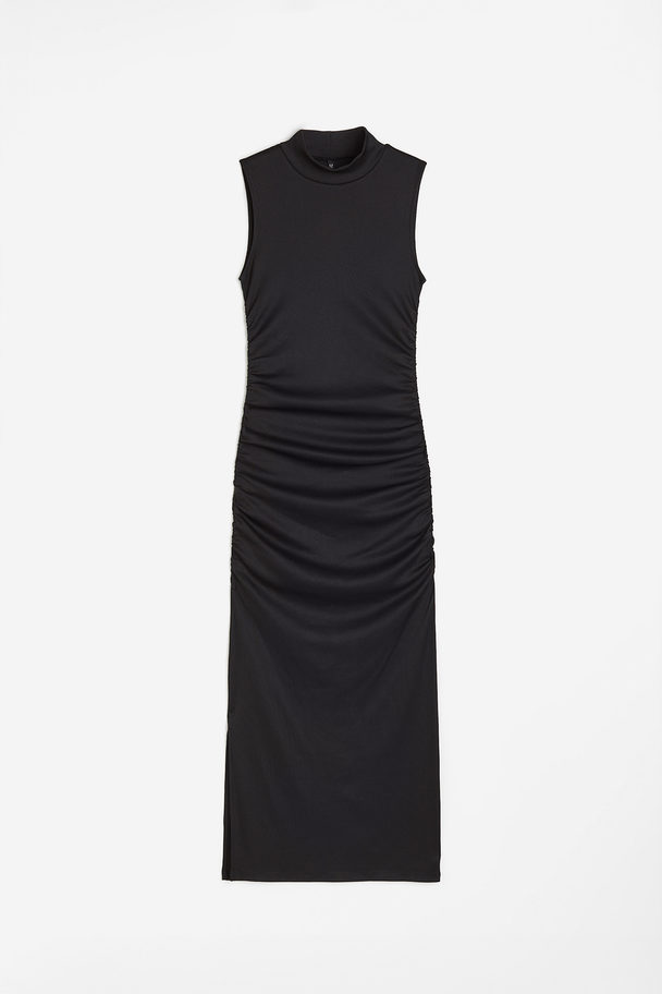 H&M Gerafftes Bodycon-Kleid Schwarz