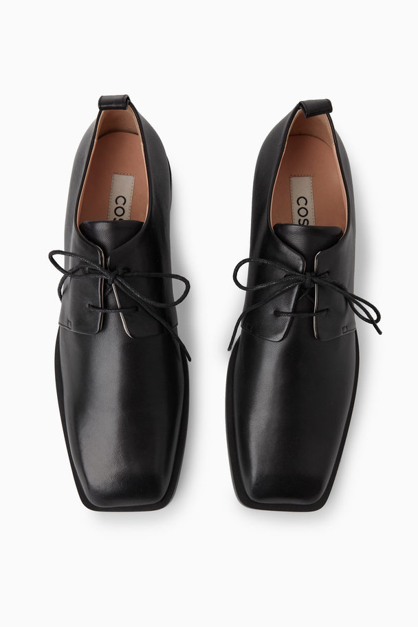 COS Square Toe Leather Brogues Black