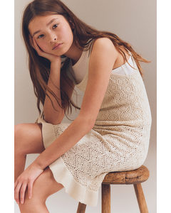 Jacquard-knit Strappy Dress Beige