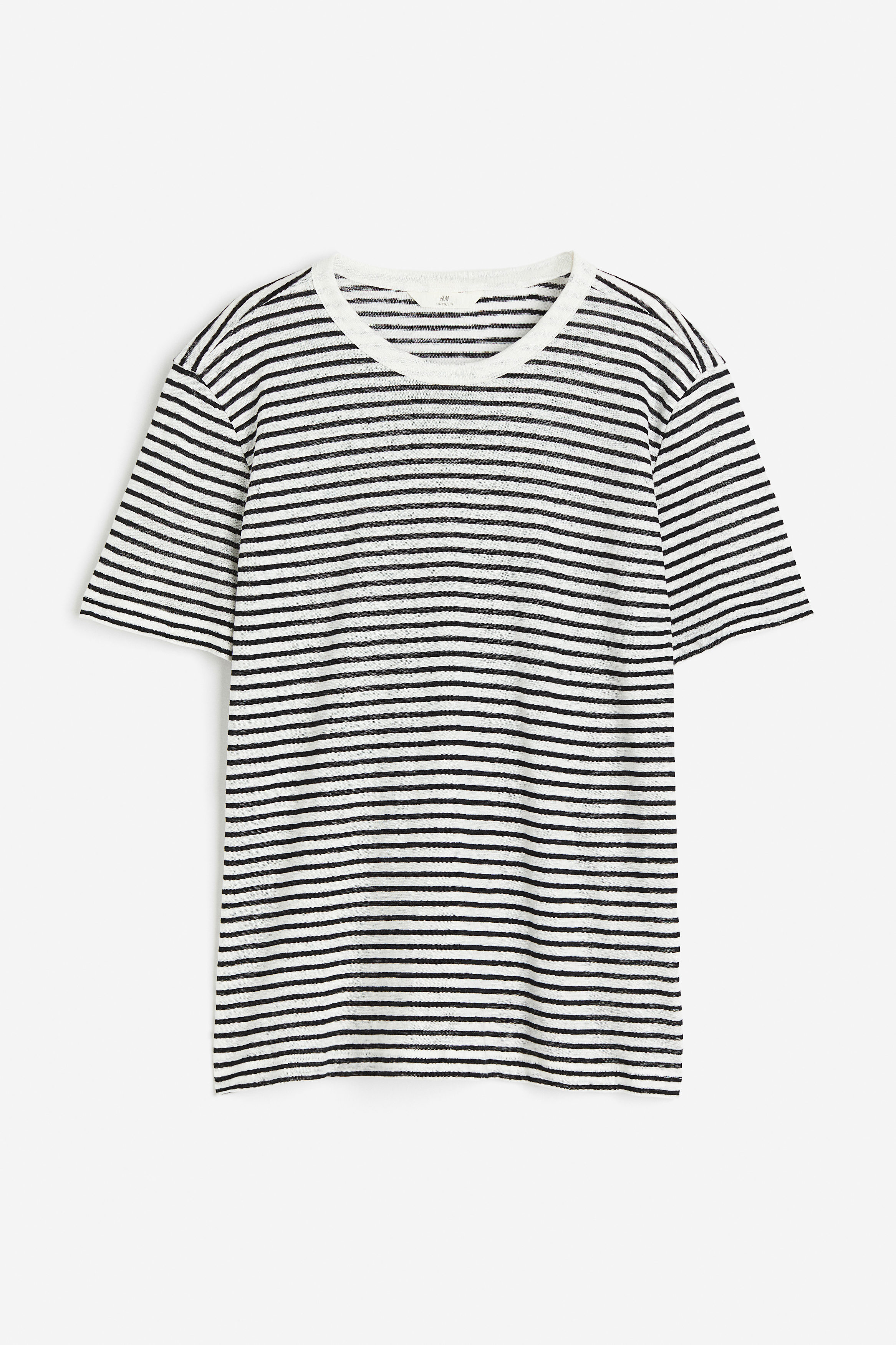 Billede af H&M T-shirt I Hør Hvid/sortstribet, T-shirts. Farve: White/black striped størrelse XS