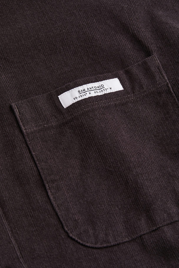H&M Oversized Corduroy Overshirt Black